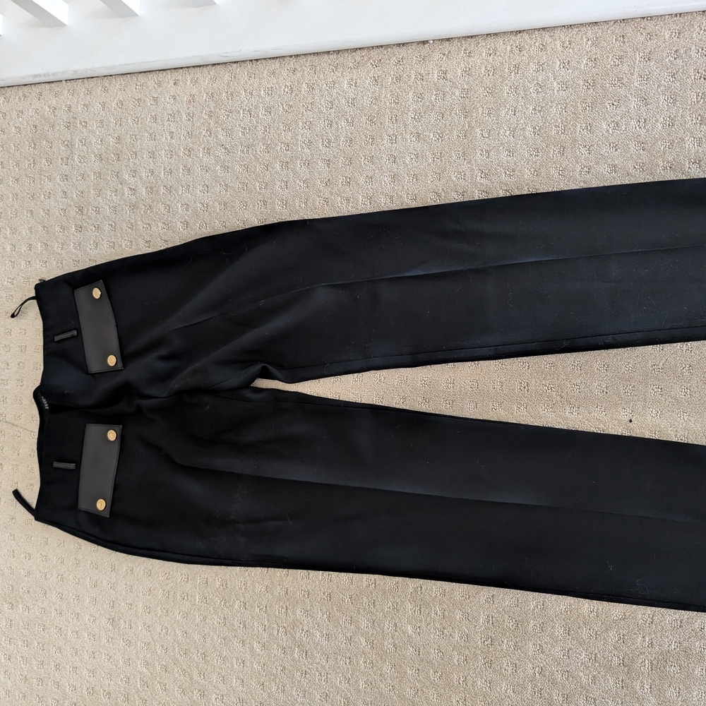 Gucci Black Dress Pants with Gold Accents and Leather Belt Hoops